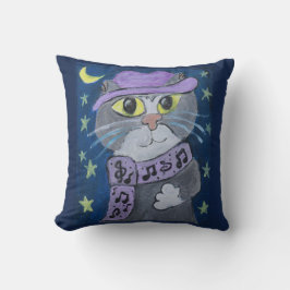 Jazzy Cat Folk Art Kudde