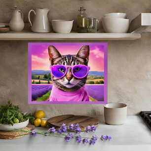 Jazzy cat - lavender fält poster