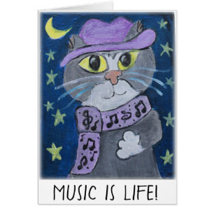 Jazzy Cat Painting Hälsningskort