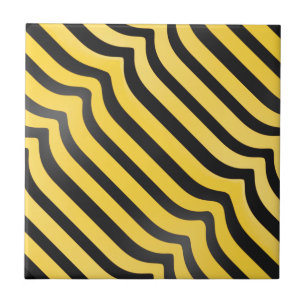 Jazzy Cute Black och Gult Stripe Bumblebee Kakelplatta