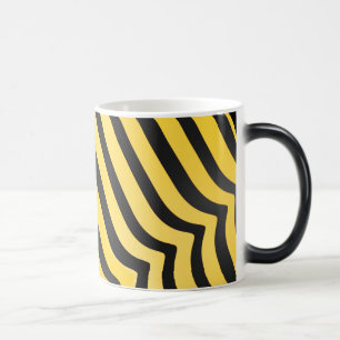 Jazzy Cute Black och Gult Stripe Bumblebee Magisk Mugg
