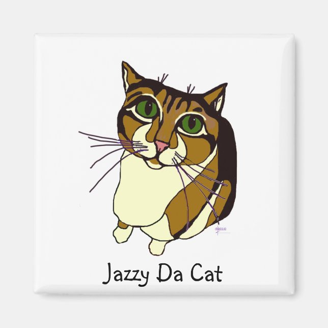 Jazzy Da Cat Sq Magnet (Framsidan)
