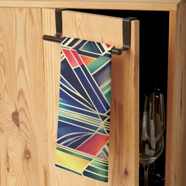 Jazzy Geometric Elegant Classic Boho Art Kökshandduk (Thirds Fold)