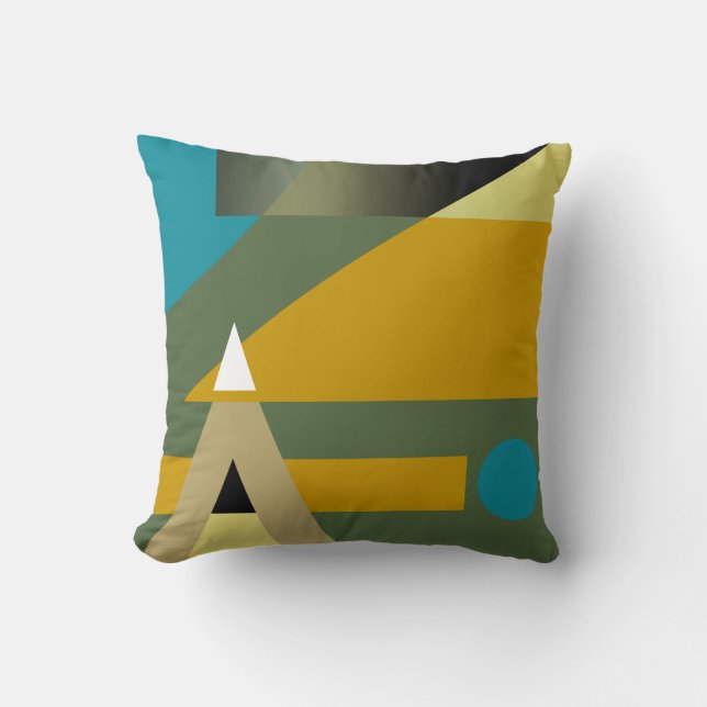 Jazzy Geometric Mönster| Olivblått bläckfisk från  Kudde (Framsida)