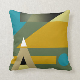 Jazzy Geometric Mönster| Olivblått bläckfisk från Kudde