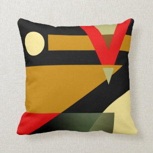 Jazzy Geometric Mönster Rödsvart guld Kudde