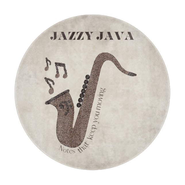 Jazzy Java-Kaffebönor-Saxofon- (Framsidan)