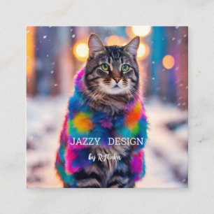 Jazzy Kattunge i päls jackar Fyrkantigt Visitkort