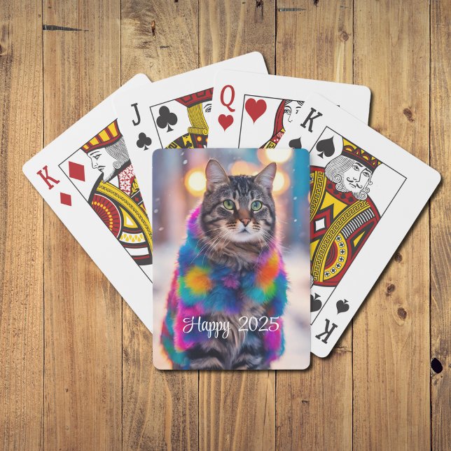Jazzy Kattunge i päls jackar - Lycklig 2025 Casinokort (Skapare uppladdad)