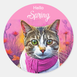 Jazzy Kattunge i tidigt vår Runt Klistermärke