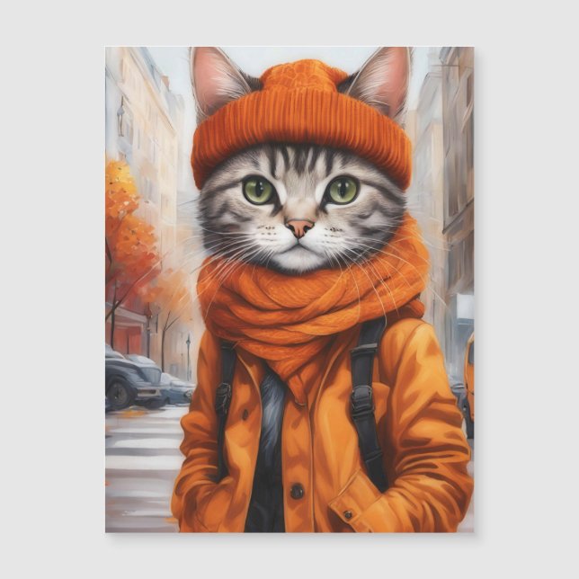 Jazzy Kattunge - Oktober Vibes-magnetkort (Framsida)