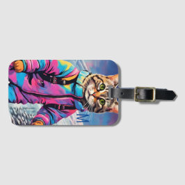 Jazzy kattunge på en skidresa bagagebricka