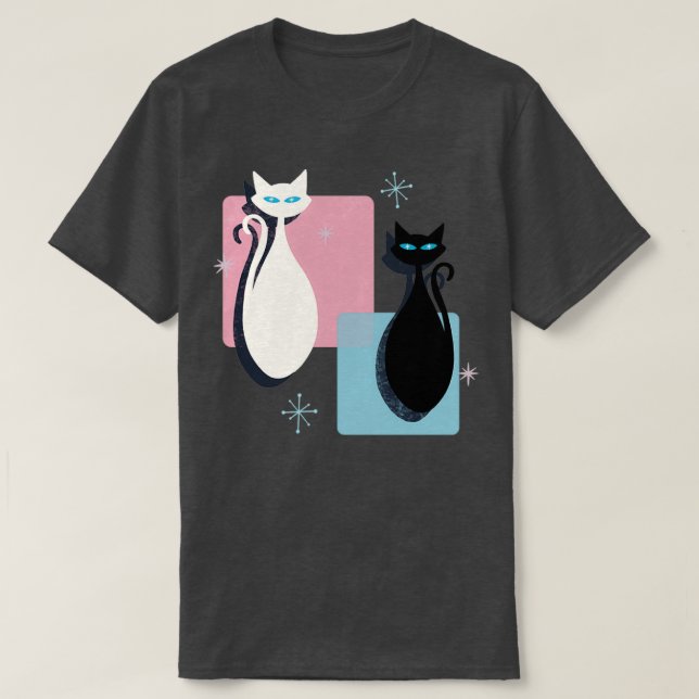 Jazzy Midsekels moderna svarta och vita Abstrakt C T Shirt (Design framsida)