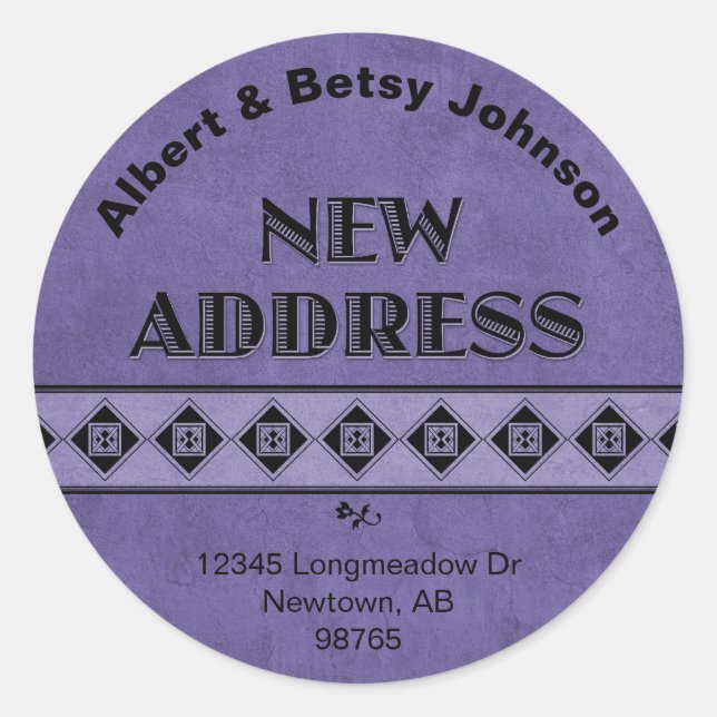 Jazzy Nya adress Stickers Runt Klistermärke (Framsida)