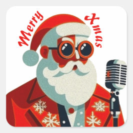 Jazzy Santa Helgdag Cheer Fyrkantigt Klistermärke