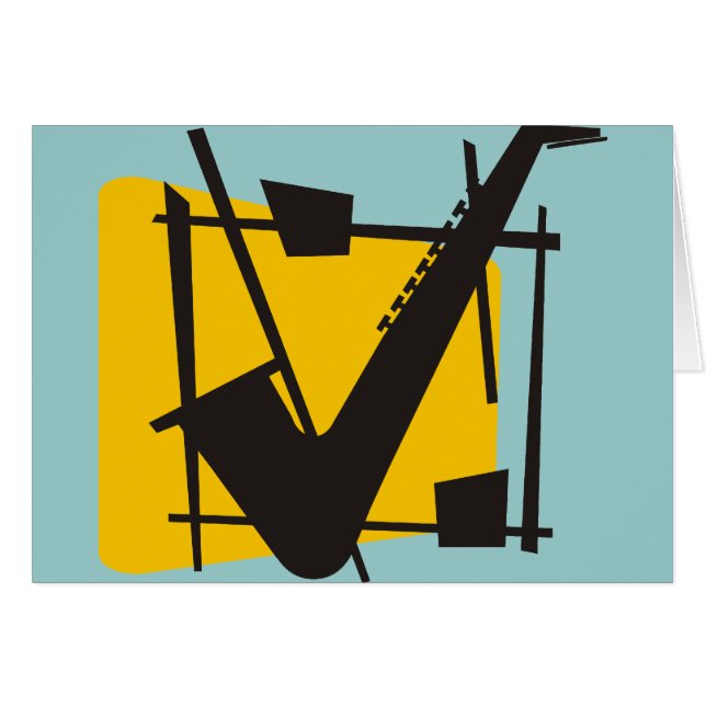 Jazzy Sax Hälsningskort (Framsidan Horizontal)