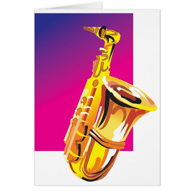Jazzy saxofon hälsningskort (Framsidan)
