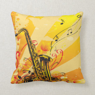 Jazzy Saxofon Musikstrålar Kudde
