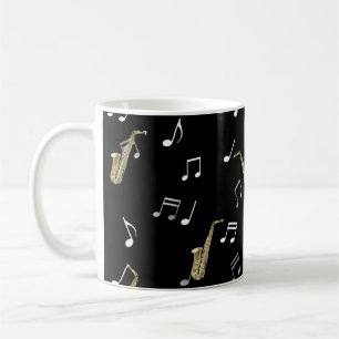 Jazzy Saxophone & Musik noter Kaffemugg