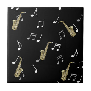 Jazzy Saxophone & Musik noter Kakelplatta