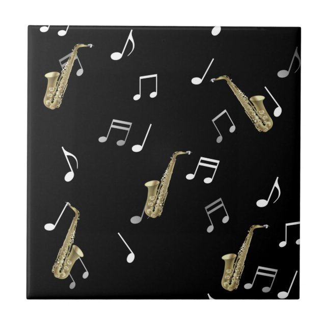 Jazzy Saxophone & Musik noter Kakelplatta (Framsidan)