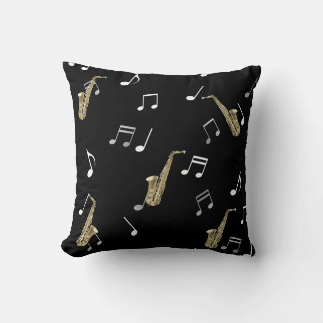 Jazzy Saxophone & Musik noter Kudde (Framsida)