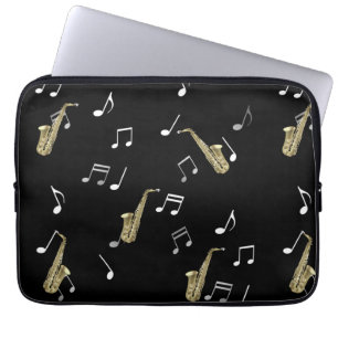 Jazzy Saxophone & Musik noter Laptop Fodral