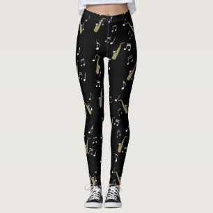 Jazzy Saxophone & Musik noter Leggings