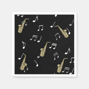 Jazzy Saxophone & Musik noter Pappersservett