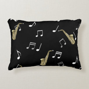Jazzy Saxophone & Musik noter  Prydnadskudde