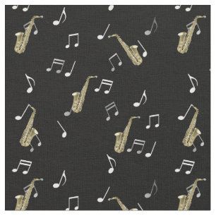 Jazzy Saxophone & Musik noter Tyg