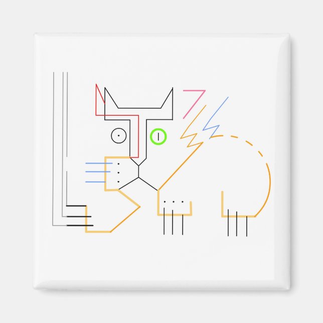 Jazzy, skrikande, Abstrakt Cat Magnet (Framsidan)