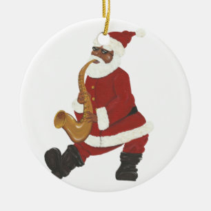 Jazzy svart Santa julprydnad Julgransprydnad Keramik