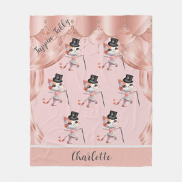 Jazzy Tap Dancing Tabby katt Hat Käpp Monogram Fleecefilt