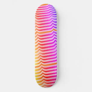 Jazzy Trippy Psychedelic Tropical Stripey Mönster Mini Skateboard Bräda 18,5 Cm