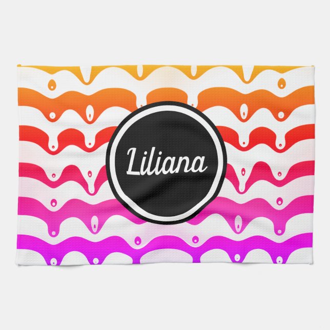 Jazzy Tropical Psychedelic Dripping Rand Kökshandduk (Horisontell)