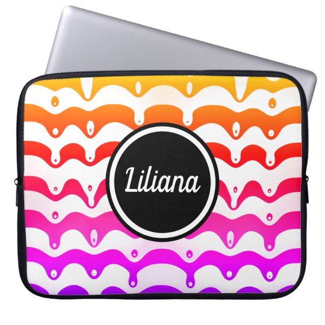 Jazzy Tropical Psychedelic Dripping Rand Laptop Fodral (Framsidan)