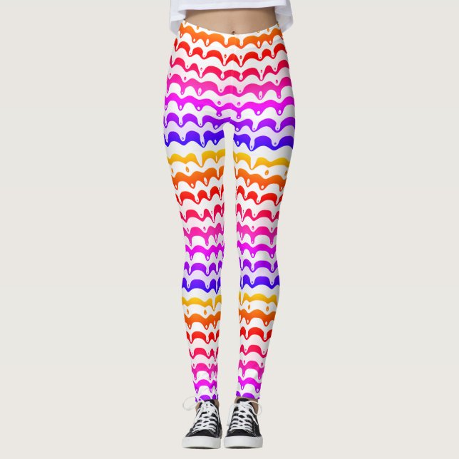 Jazzy Tropical Psychedelic Dripping Rand Leggings (Framsida)