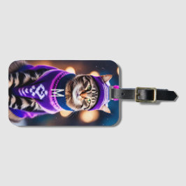 Jazzy vintertid kattunge - lägg till monogram bagagebricka