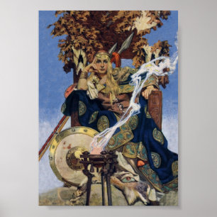 JC Leyendecker Drottning Maeve keltisk krigare Poster