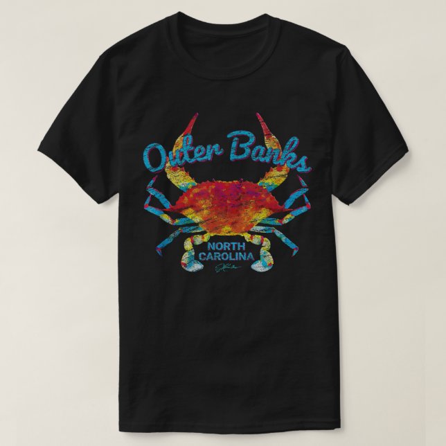 JCombs Outer Banker, NC, Blue Crab (avtryckt) T Shirt (Design framsida)