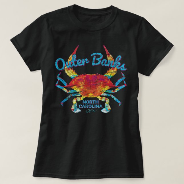 JCombs Outer Banker, NC, Blue Crab (avtryckt) T Shirt (Design framsida)