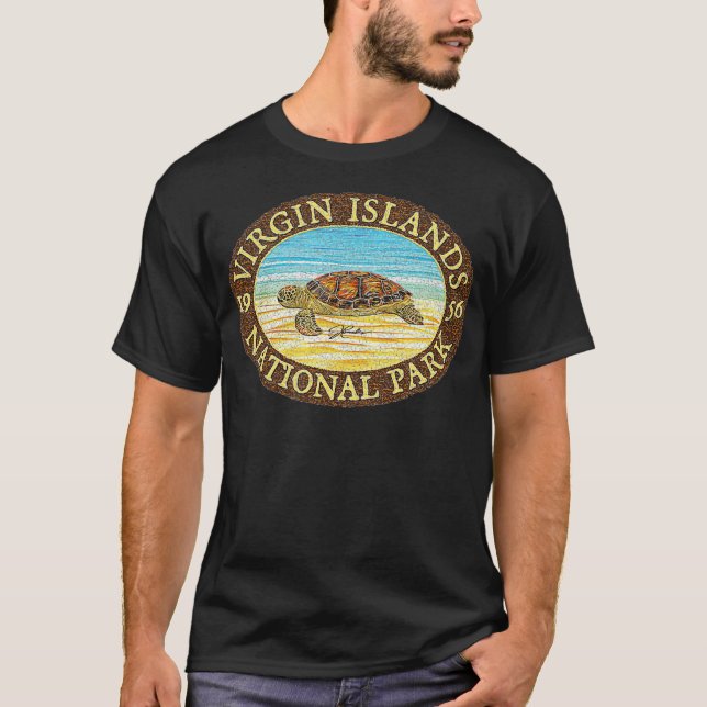 JCombs Virgin Islands National Park Sea Turtle on  T Shirt (Framsida)