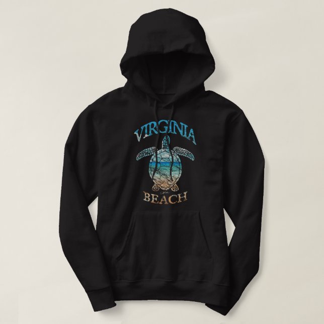 JCombs Virginia Beach, VA, Beach in Sea Turtle Hoodie (Design framsida)