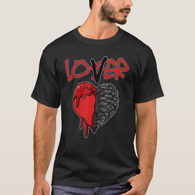 JD 4 Red Thunder Dripping Heart Red Thunder 4s Mat T Shirt (Framsida)
