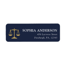 JD Graduate Scales of Justice Navy Gold Address Returadress Etikett