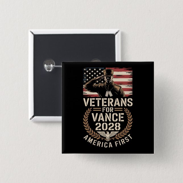 JD VANCE FÖR PRESIDENT VETERANER 2028 Knappar (Framsida & baksida)