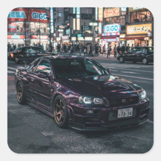 JDM GTR Sportbil Sticker – Nissan GTR Inspirerad R Fyrkantigt Klistermärke