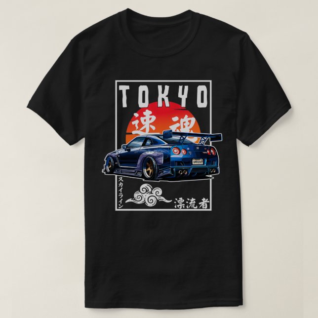 JDM Japansk Streetwear Tokyo R34 Drift Älskare T Shirt (Design framsida)