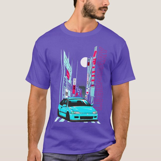JDM Legend Retro Gaming Racecaruning Bil eg6 S gra T Shirt (Framsida)